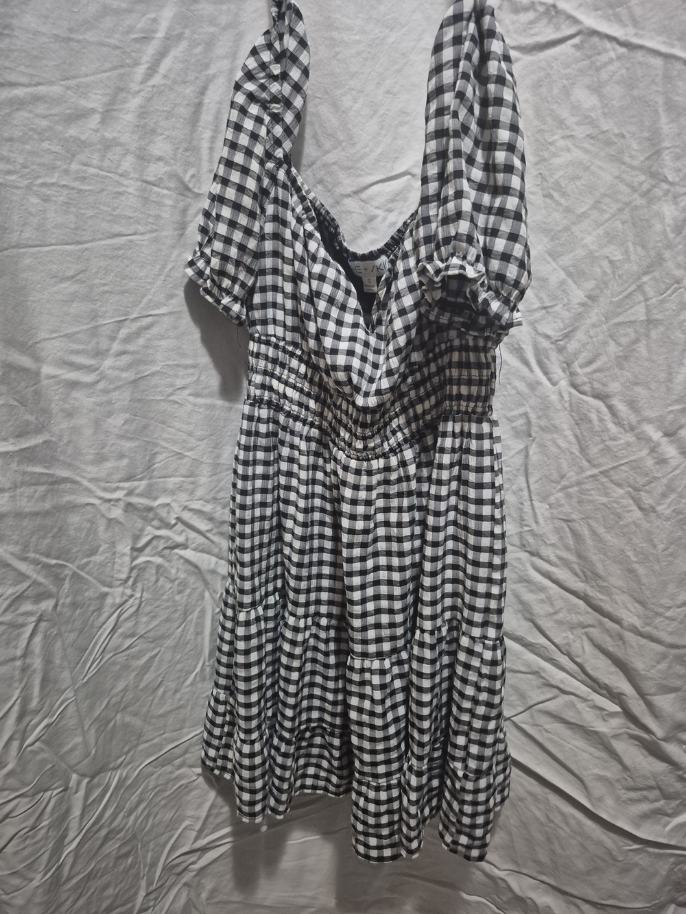 She + Sky Black and White Gingham Midi Dress